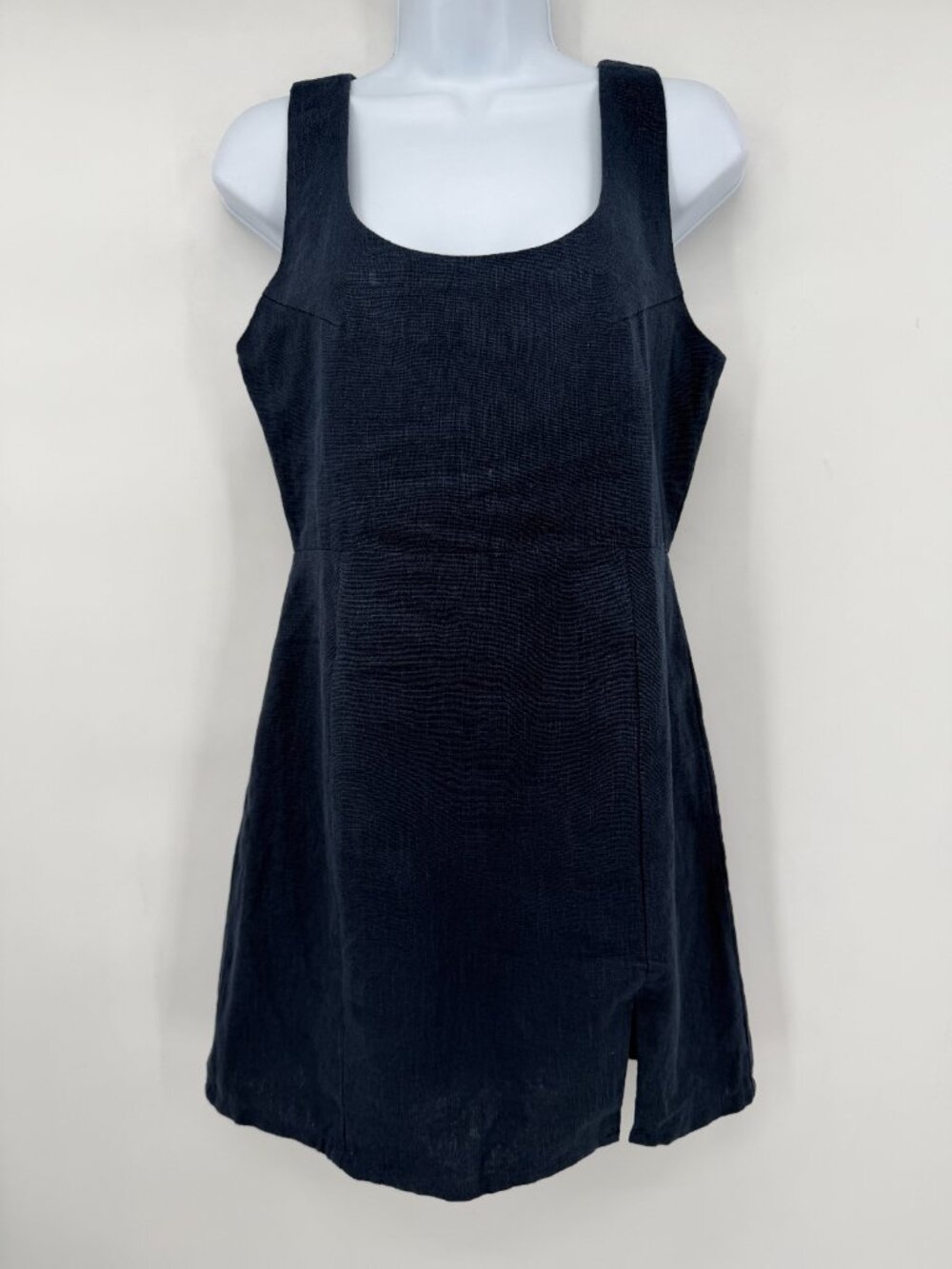 Olivaceous NWT Navy Blue Ramie Cotton Square Neck Mini Fall Dress Size M